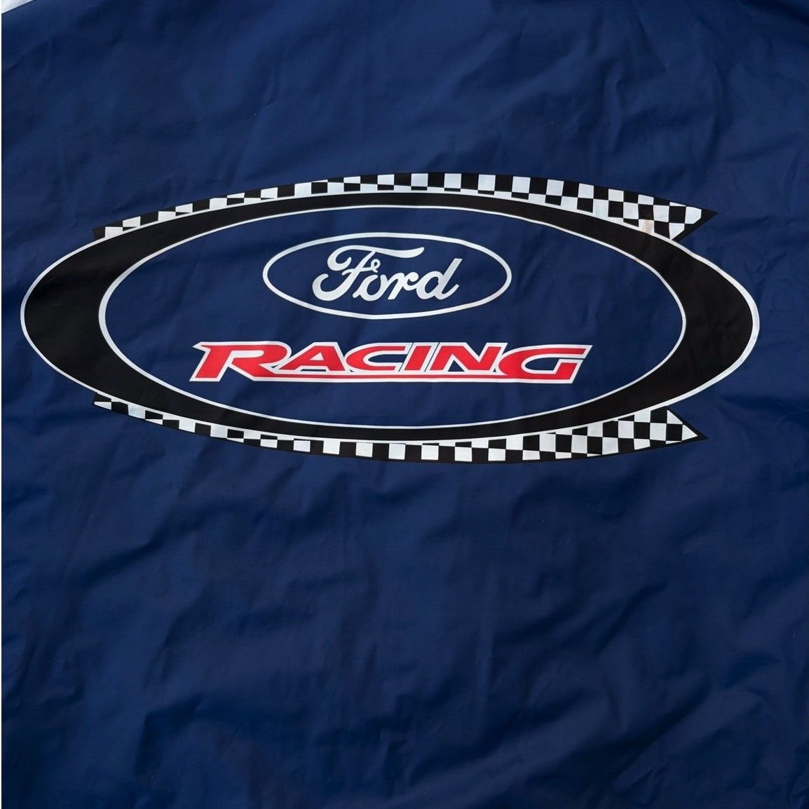 Vintage Ford Racing NASCAR Jacket ESSSEX Blue Hooded Windbreaker XL