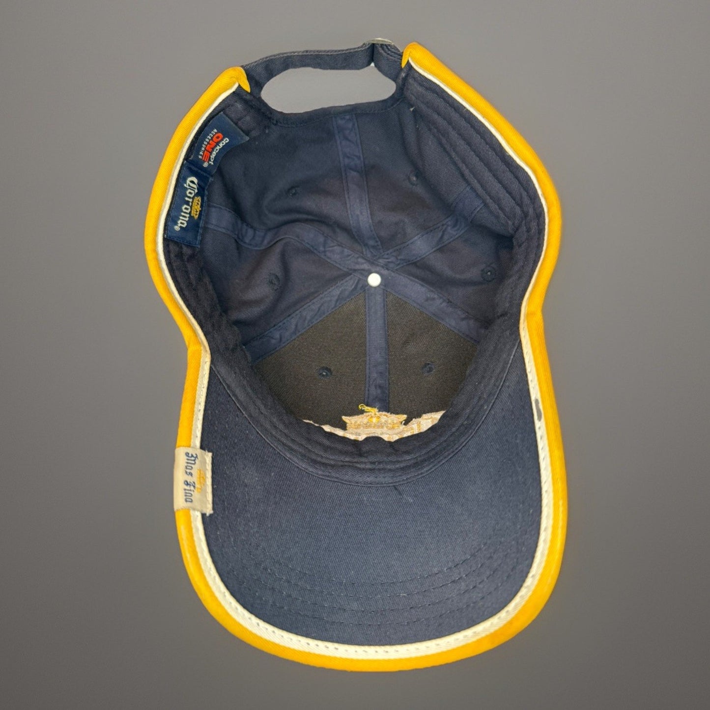 Corona Extra Beer Hat Navy Yellow Strapback Adjustable Cap
