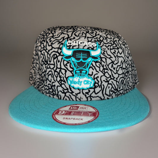 ChicagoBulls NewEra 9Fifty SnapbackHat NBA Basketball Black and Blue Ebroidered