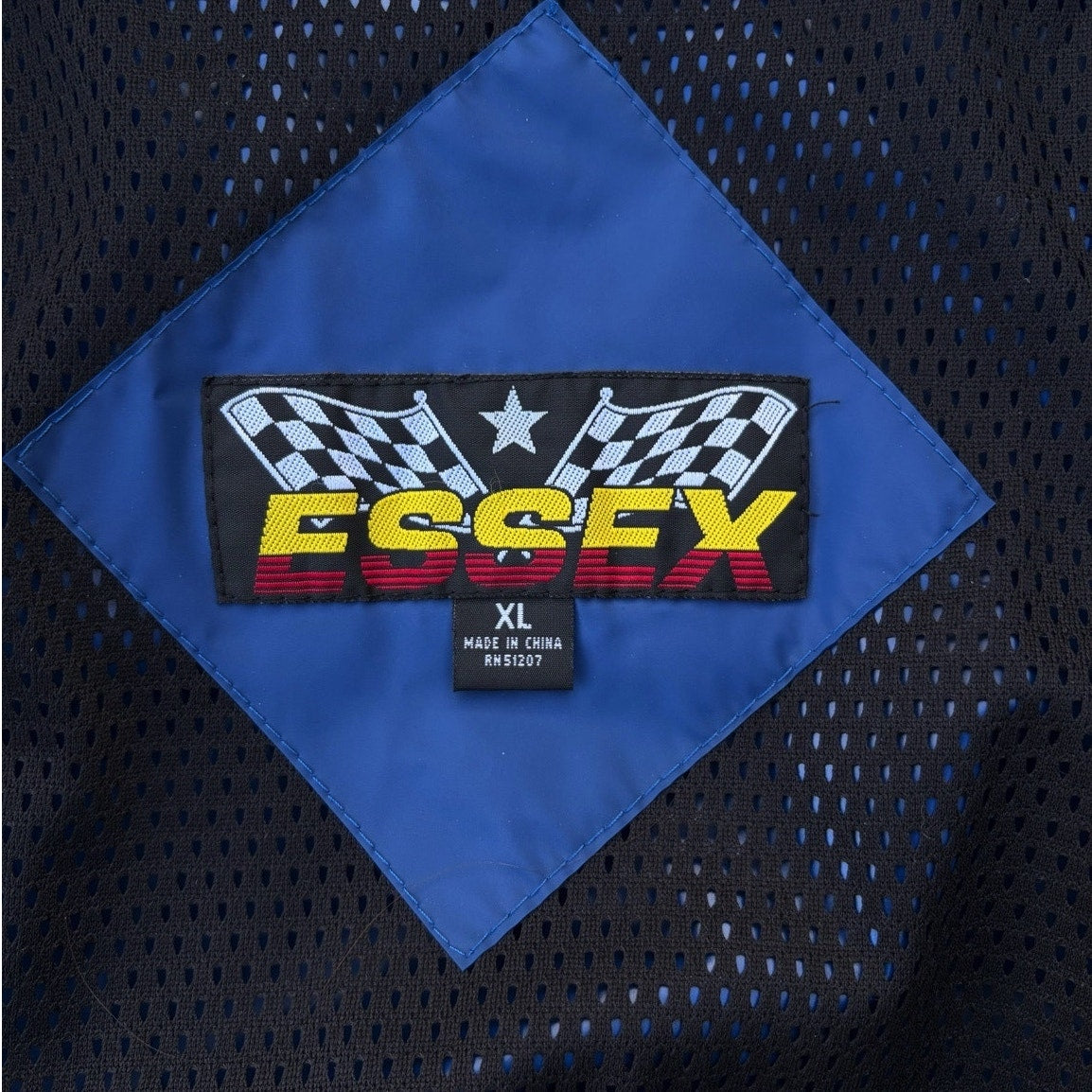 Vintage Ford Racing NASCAR Jacket ESSSEX Blue Hooded Windbreaker XL