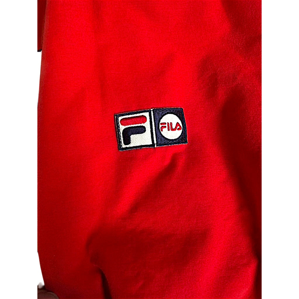Vintage FILA Ski Track Jacket XL Red Navy Val Gardena Italy 90s