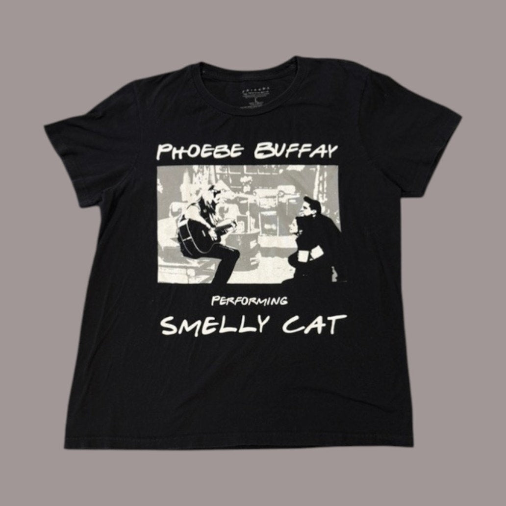 Friends Smelly Cat Phoebe Buffay Graphic T-Shirt Black Large