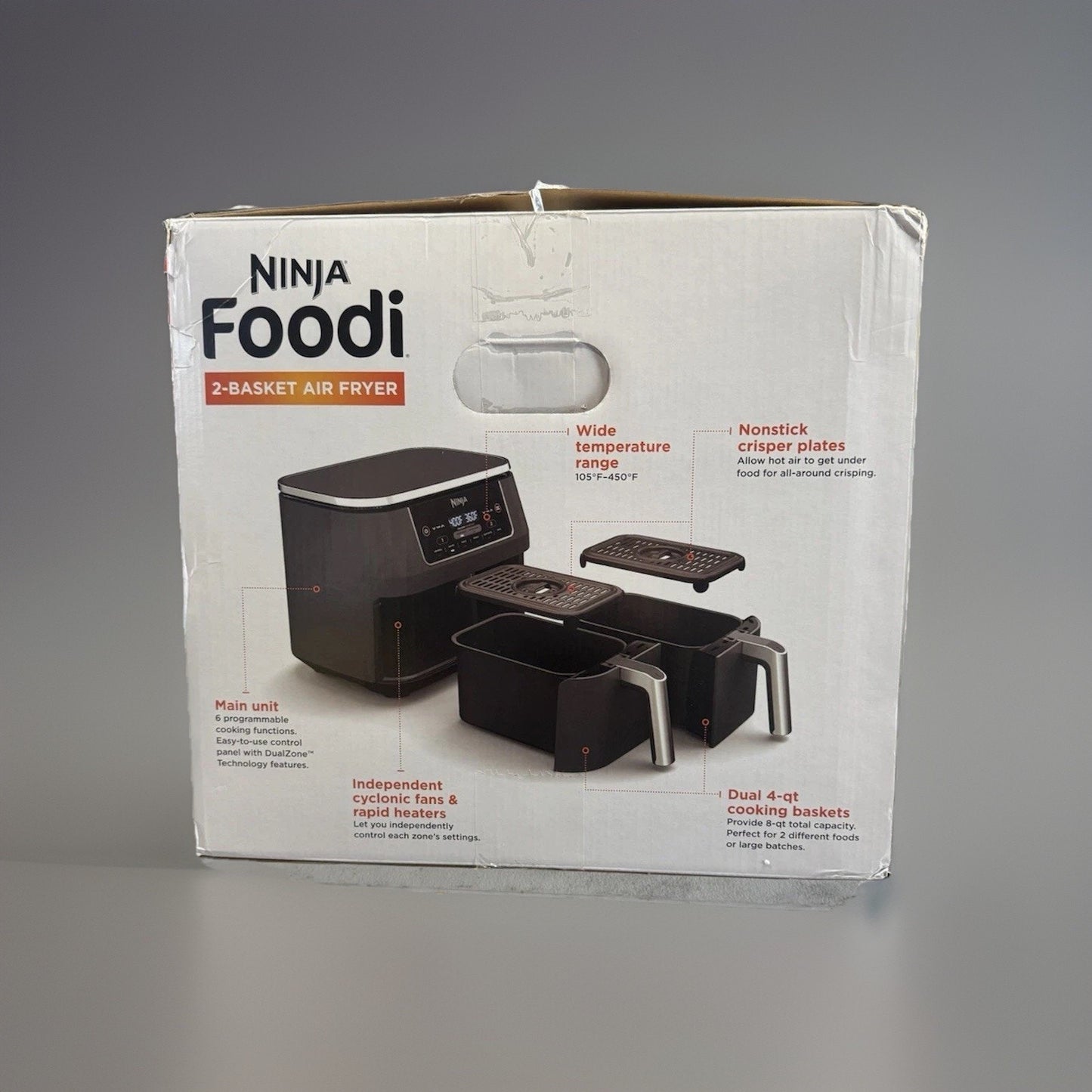 Ninja Foodi DZ201 8-Qt 2-Basket DualZone Technology Air Fryer NEW Open Box