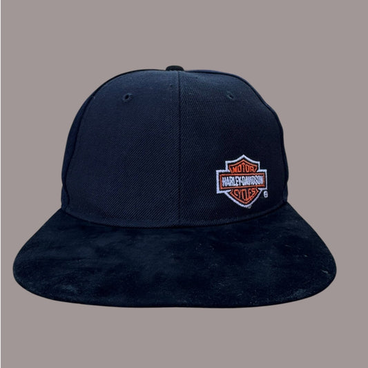 Harley Davidson Strapback Hat Black Small Logo USA Made Biker Cap