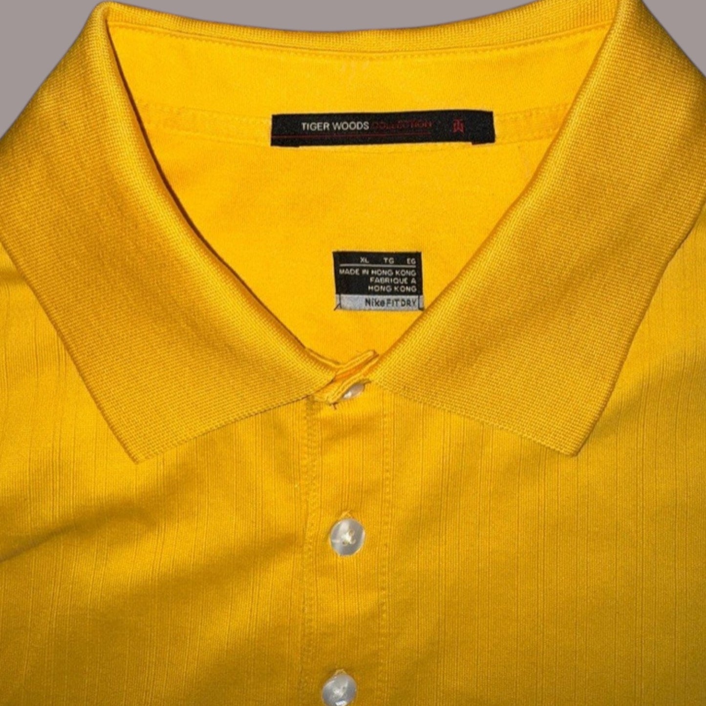 Nike Tiger Woods Polo Shirt Mens XL Yellow Dri Fit Golf Short Sleeve