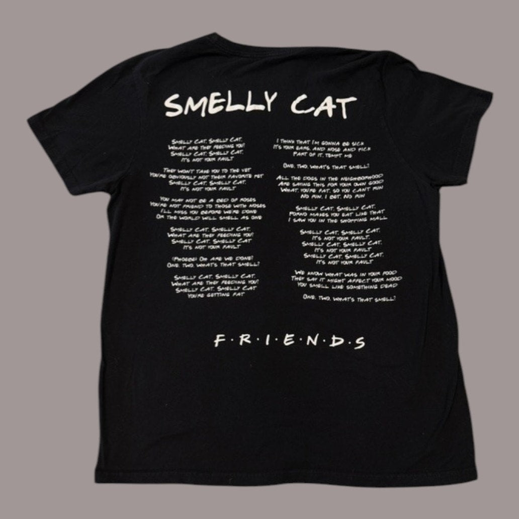 Friends Smelly Cat Phoebe Buffay Graphic T-Shirt Black Large