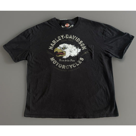 Harley-Davidson DoverOhio T-Shirt Mens2XLBlack Biker Eagle Graphic MotorcycleTee