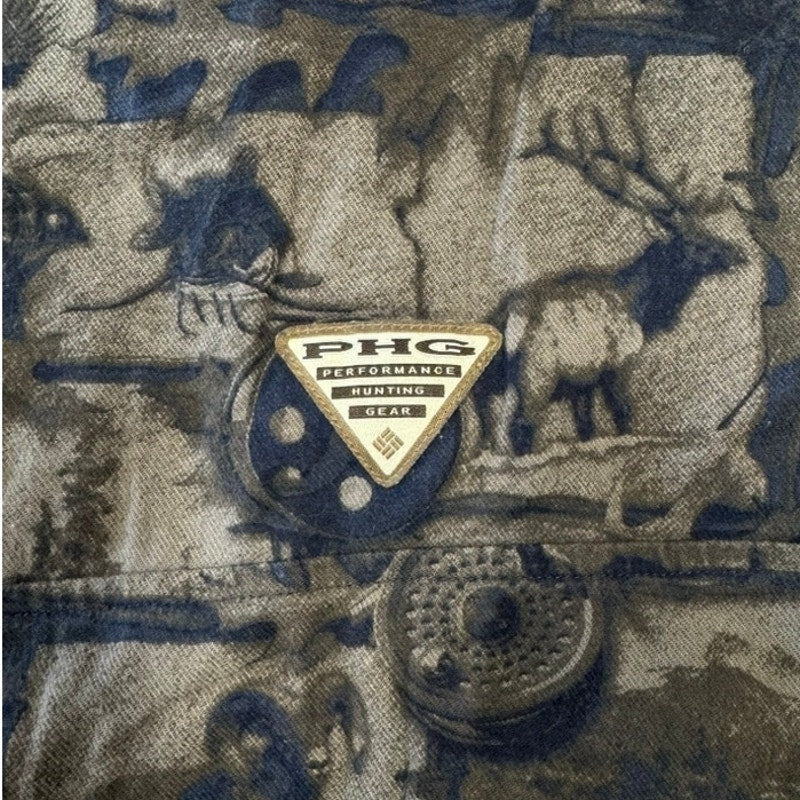 Columbia PHG Fishing Hunting Shirt Mens Medium All Over Print Outdoor Button Up