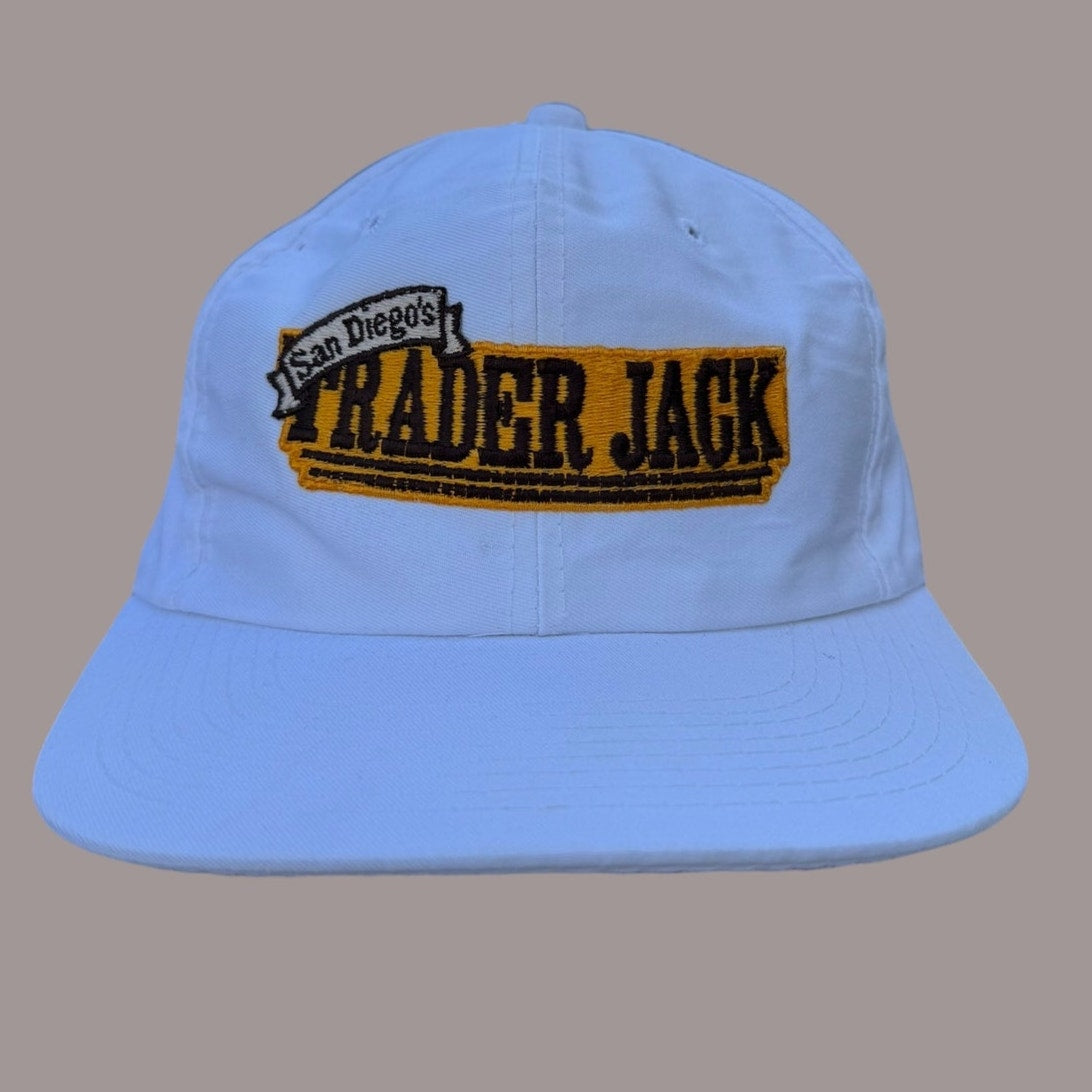 Vintage San Diego Trader Jack Snapback Hat White Twill Cap