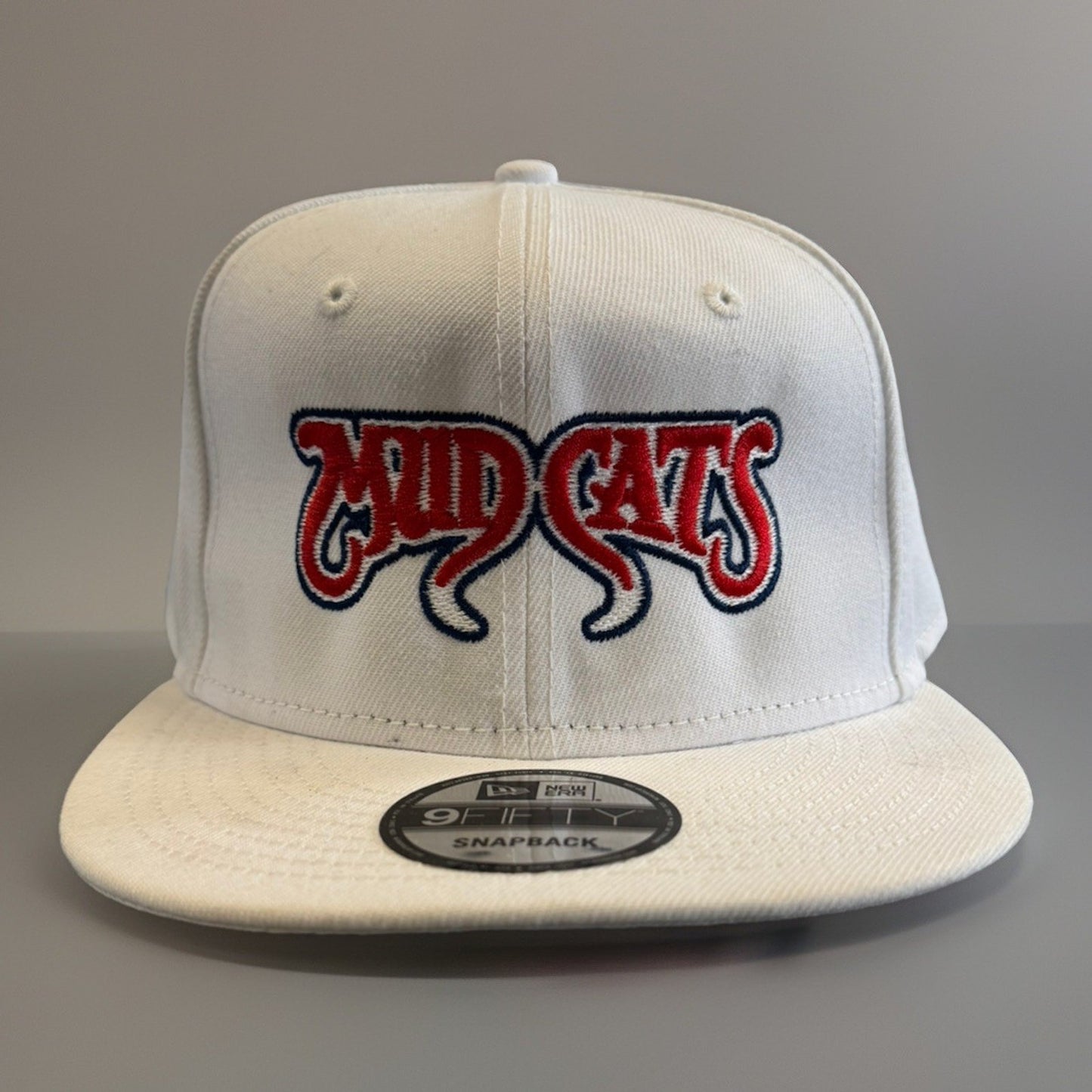 New Era 9FIFTY Mud Cats Snapback Hat White Red Logo Flat Brim Cap