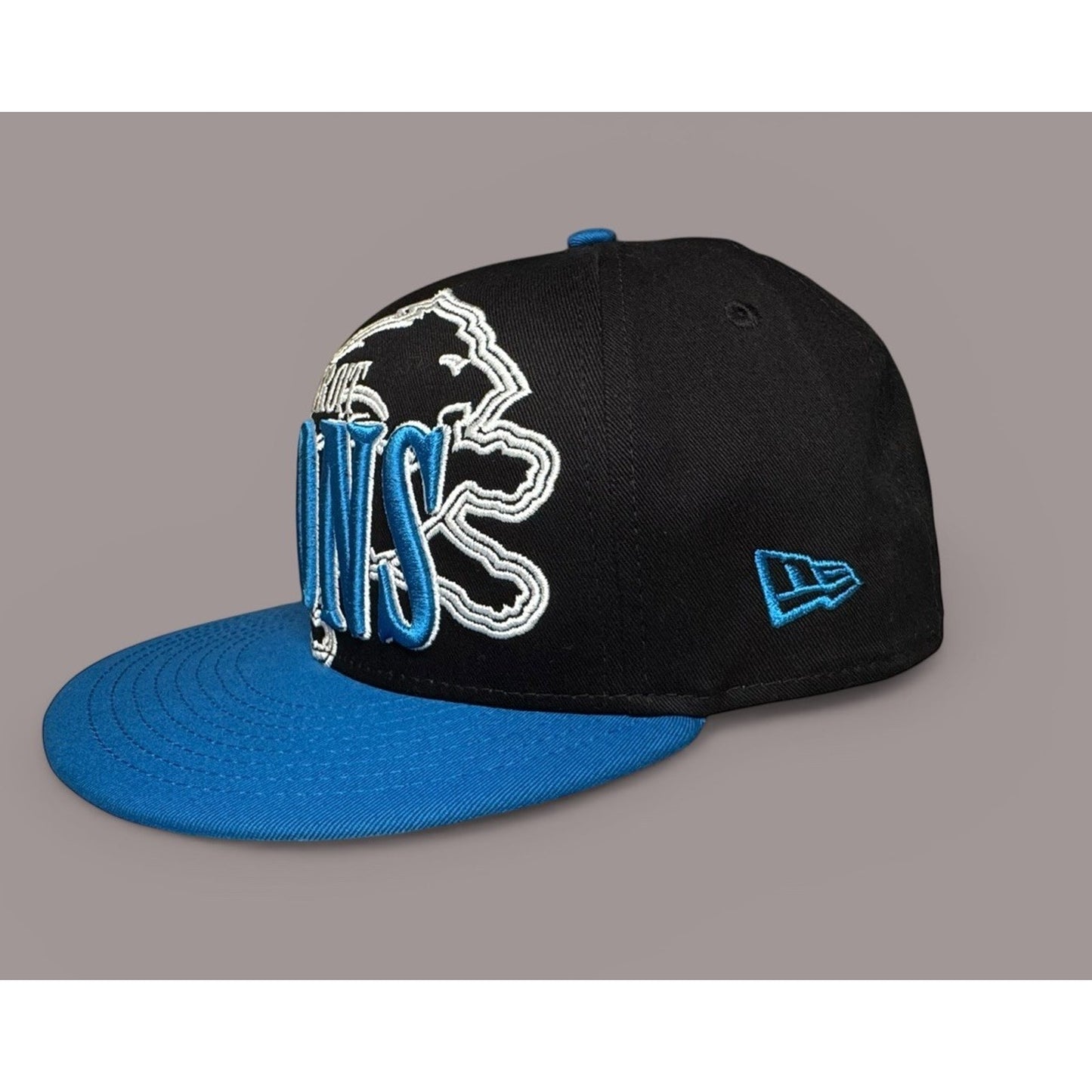 Detroit Lions New Era 9FIFTY Snapback Hat NFL Black Blue Big Logo Cap