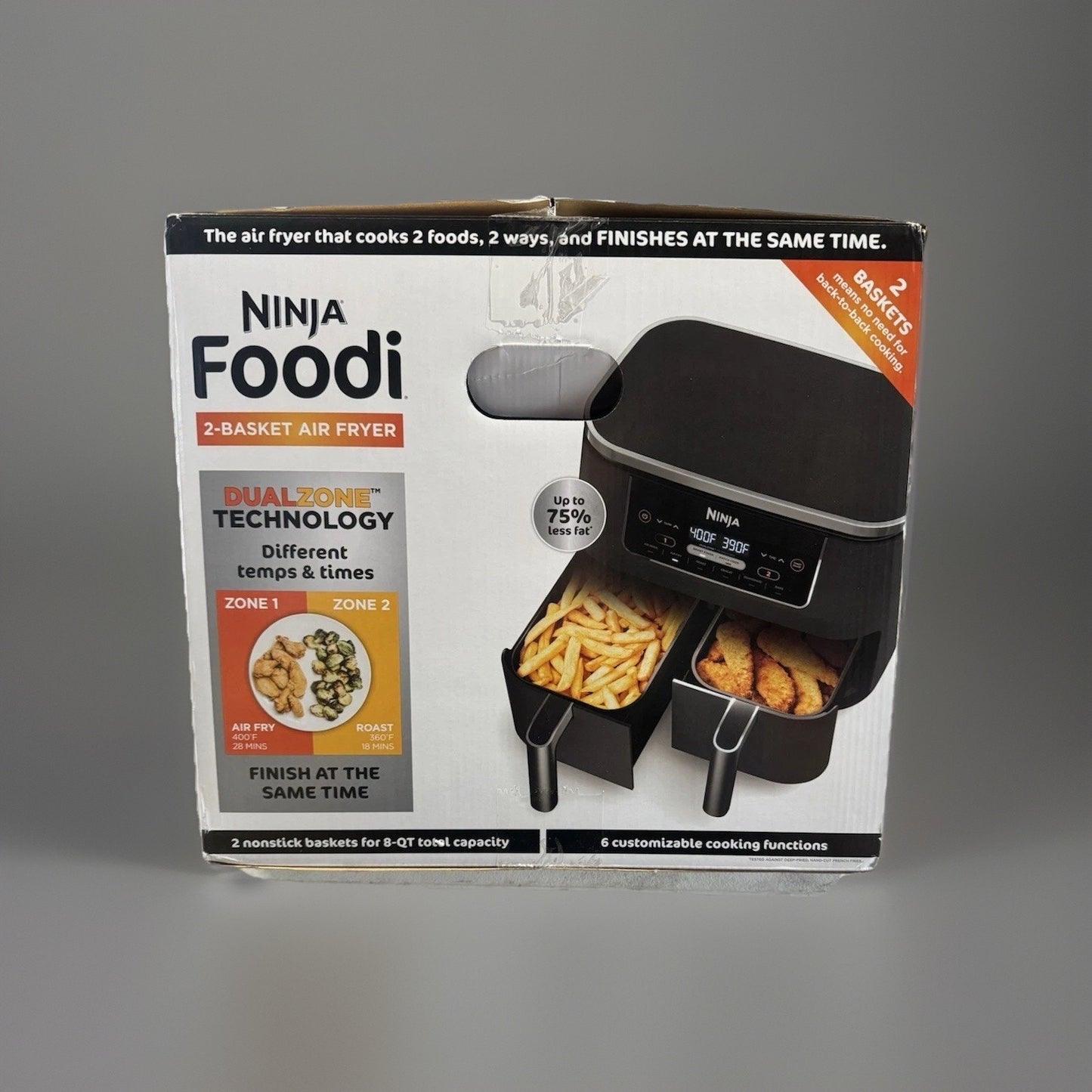 Ninja Foodi DZ201 8-Qt 2-Basket DualZone Technology Air Fryer NEW Open Box