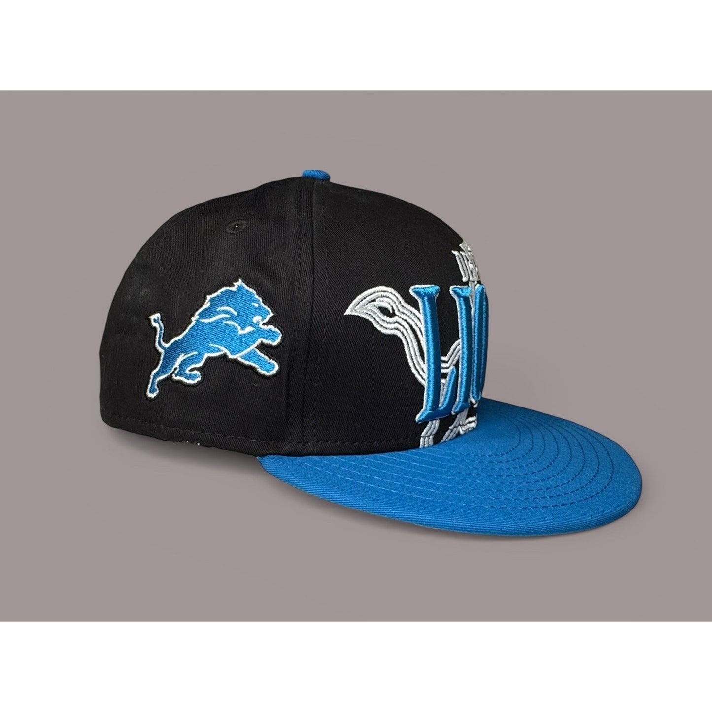 Detroit Lions New Era 9FIFTY Snapback Hat NFL Black Blue Big Logo Cap