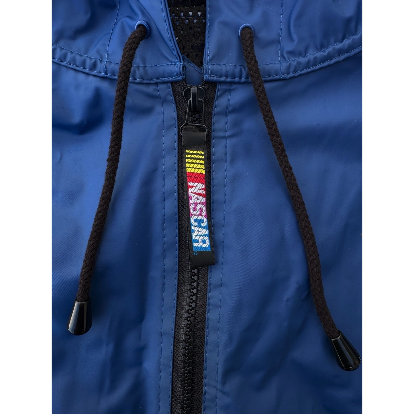 Vintage Ford Racing NASCAR Jacket ESSSEX Blue Hooded Windbreaker XL