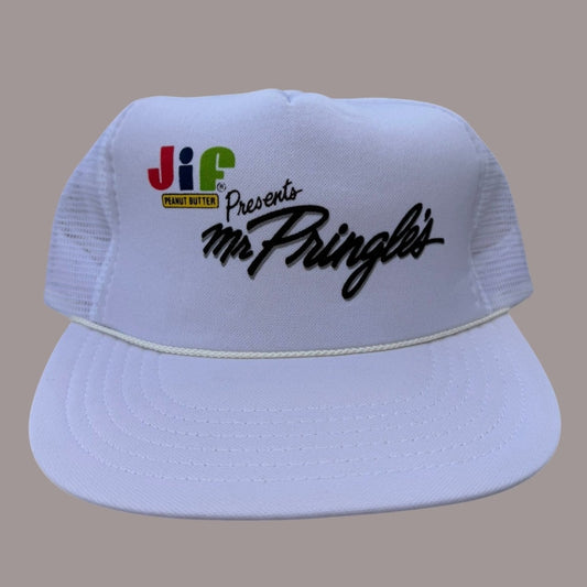 Vintage Jif Mr Pringle Promo Trucker Hat Snapback Cap