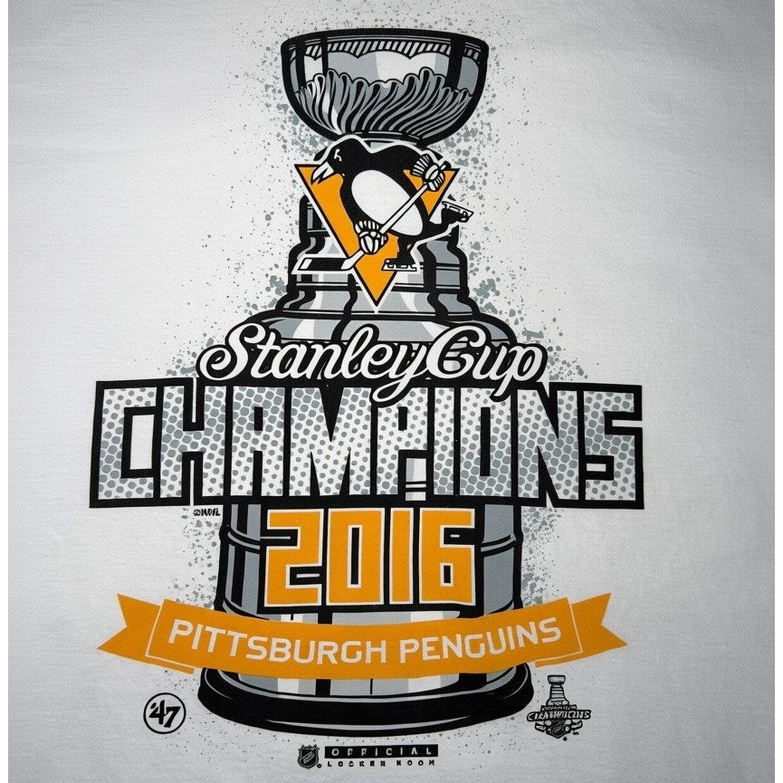 Pittsburgh Penguins 2016 Stanley Cup Champions T-Shirt NHL ‘47 Brand White XL