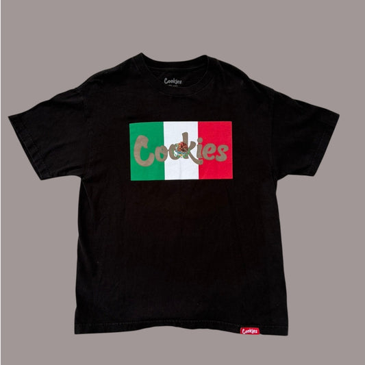 Cookies Mexican Flag Logo T-Shirt Black Size Large Streetwear Tee