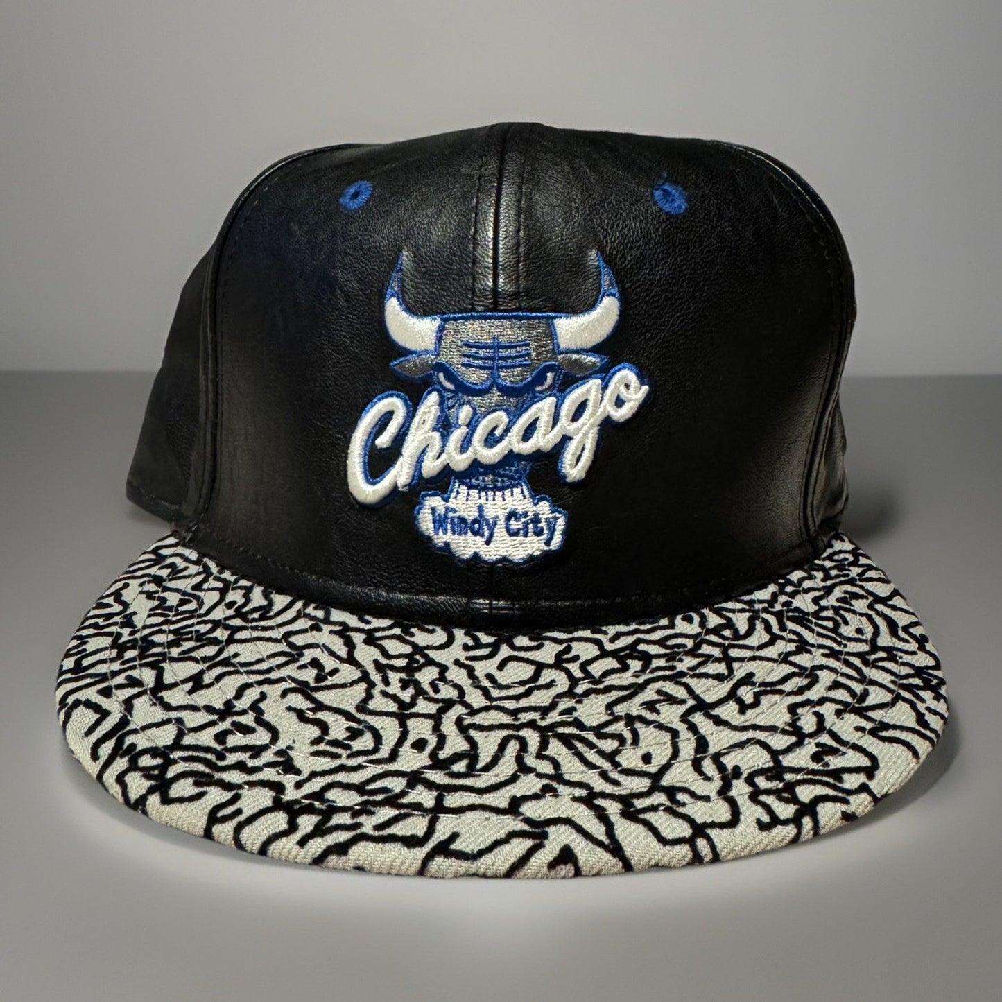 ChicagoBulls NewEra 9Fifty SnapbackHat NBA Basketball Black and Blue Ebroidered