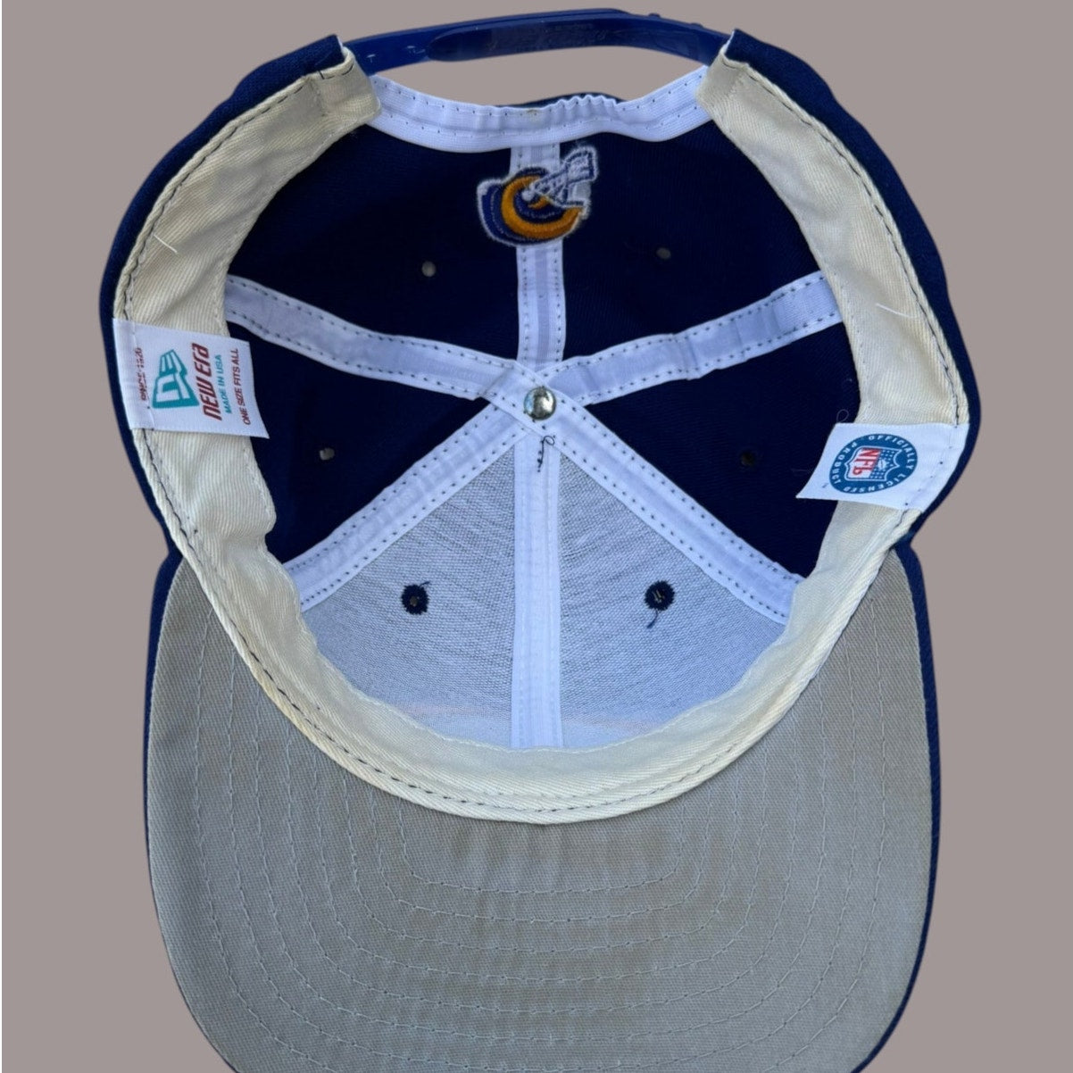 Vintage LA Rams New Era Snapback Hat Made USA NFL Script Logo Cap