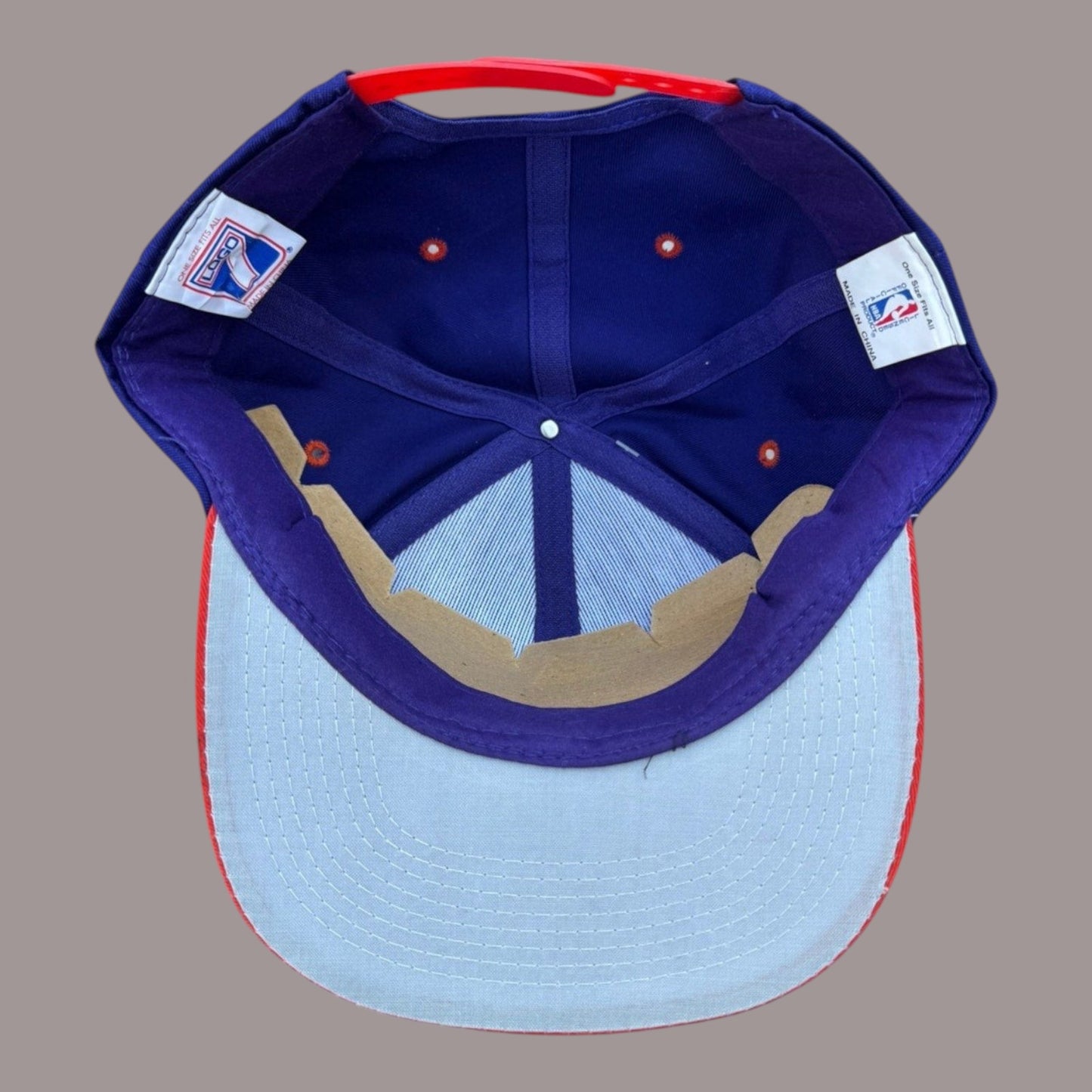 Vintage Phoenix Suns Snapback Hat NBA Deadstock NWT 90s Style Logo Cap Blue Red