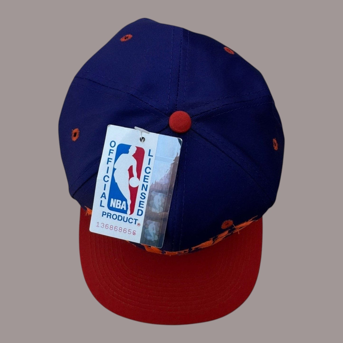 Vintage Phoenix Suns Snapback Hat NBA Deadstock NWT 90s Style Logo Cap Blue Red