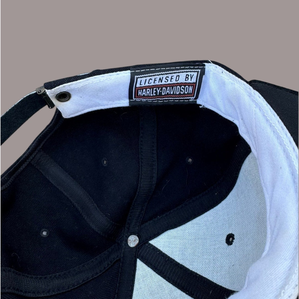Harley Davidson Strapback Hat Black Small Logo USA Made Biker Cap