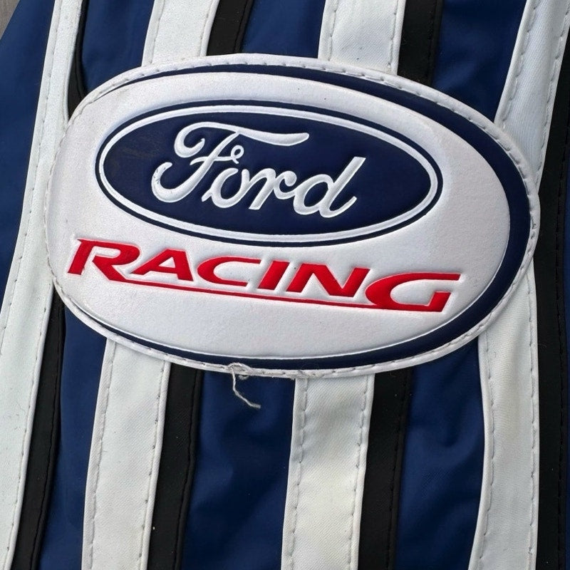 Vintage Ford Racing NASCAR Jacket ESSSEX Blue Hooded Windbreaker XL