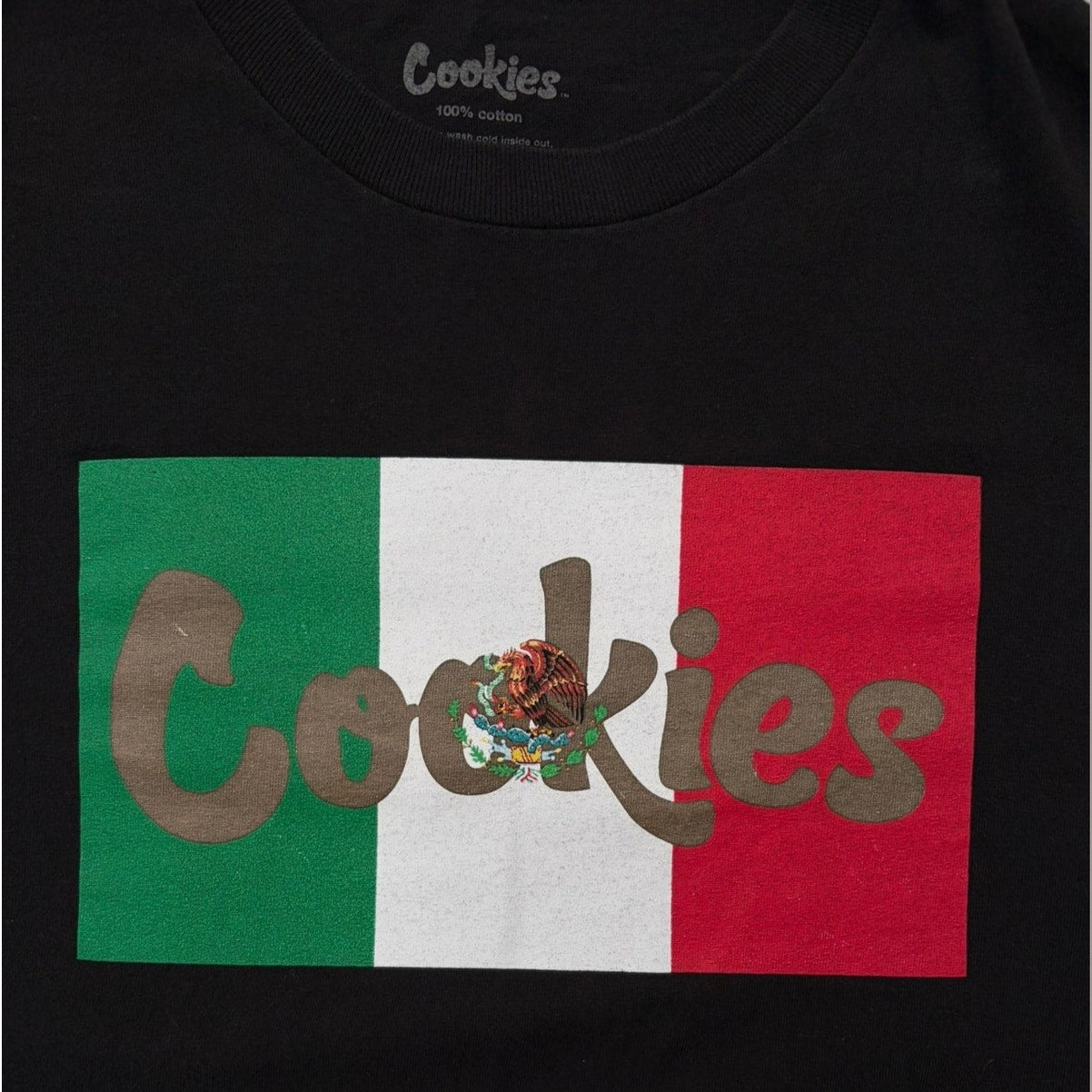 Cookies Mexican Flag Logo T-Shirt Black Size Large Streetwear Tee
