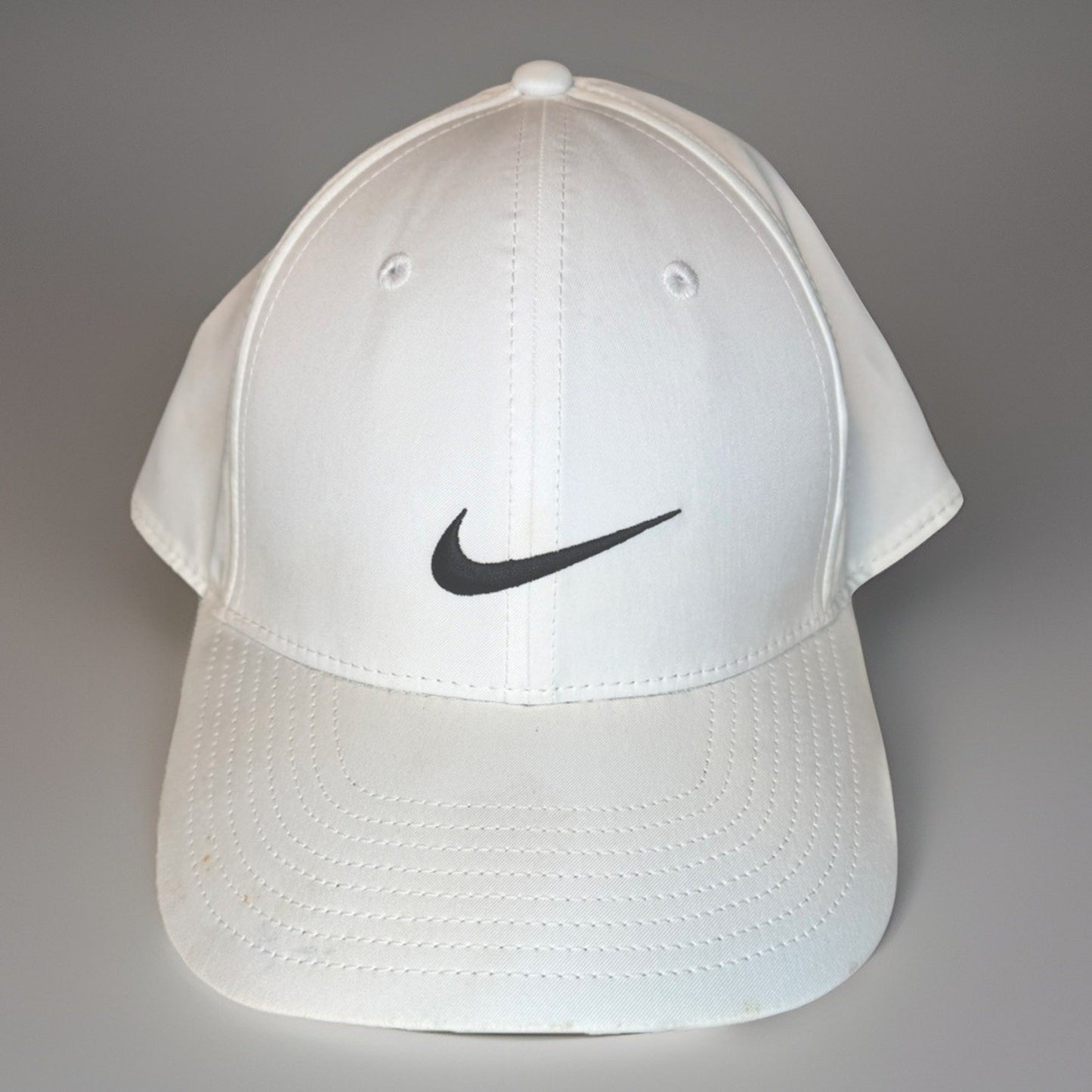 Nike Golf Adjustable Hat White Black Swoosh Strapback Cap Adult