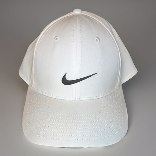 Nike Golf Adjustable Hat White Black Swoosh Strapback Cap Adult
