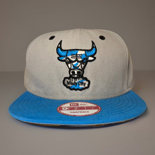 Chicago Bulls Embroidered Logo NewEra9Fifty SnapbackHat NBA Basketball Gray/Blue