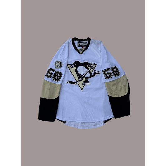 Pittsburgh Penguins #58 Reebok CCM Authentic Jersey  NHL White Made In Canada