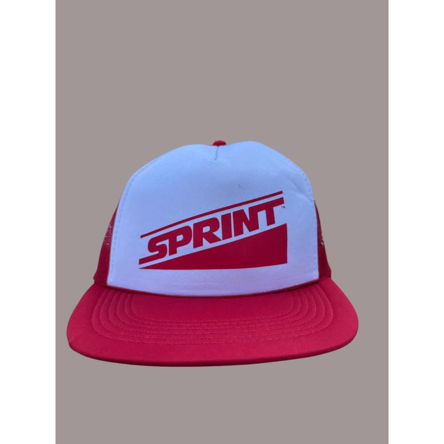 Vintage Sprint Trucker Hat Red White Snapback Mesh Logo Cap