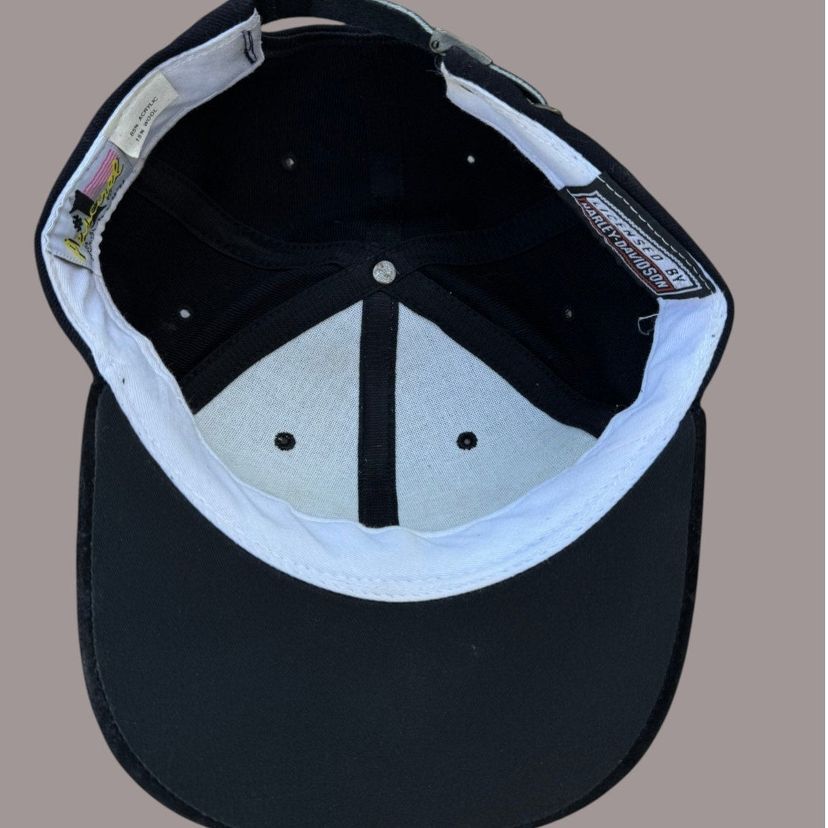 Harley Davidson Strapback Hat Black Small Logo USA Made Biker Cap