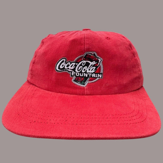 Vintage Coca-Cola Fountain Strapback Hat Red Coke Cap “Count on Coca-Cola”