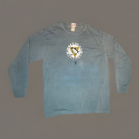Pittsburgh Penguins Majestic Long Sleeve Shirt NHL Hockey Blue Mens XL