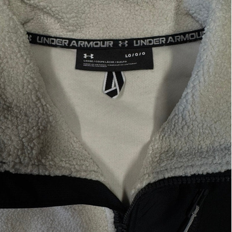 Under Armour Sherpa Fleece Vest Black Cream Full Zip Mens Large