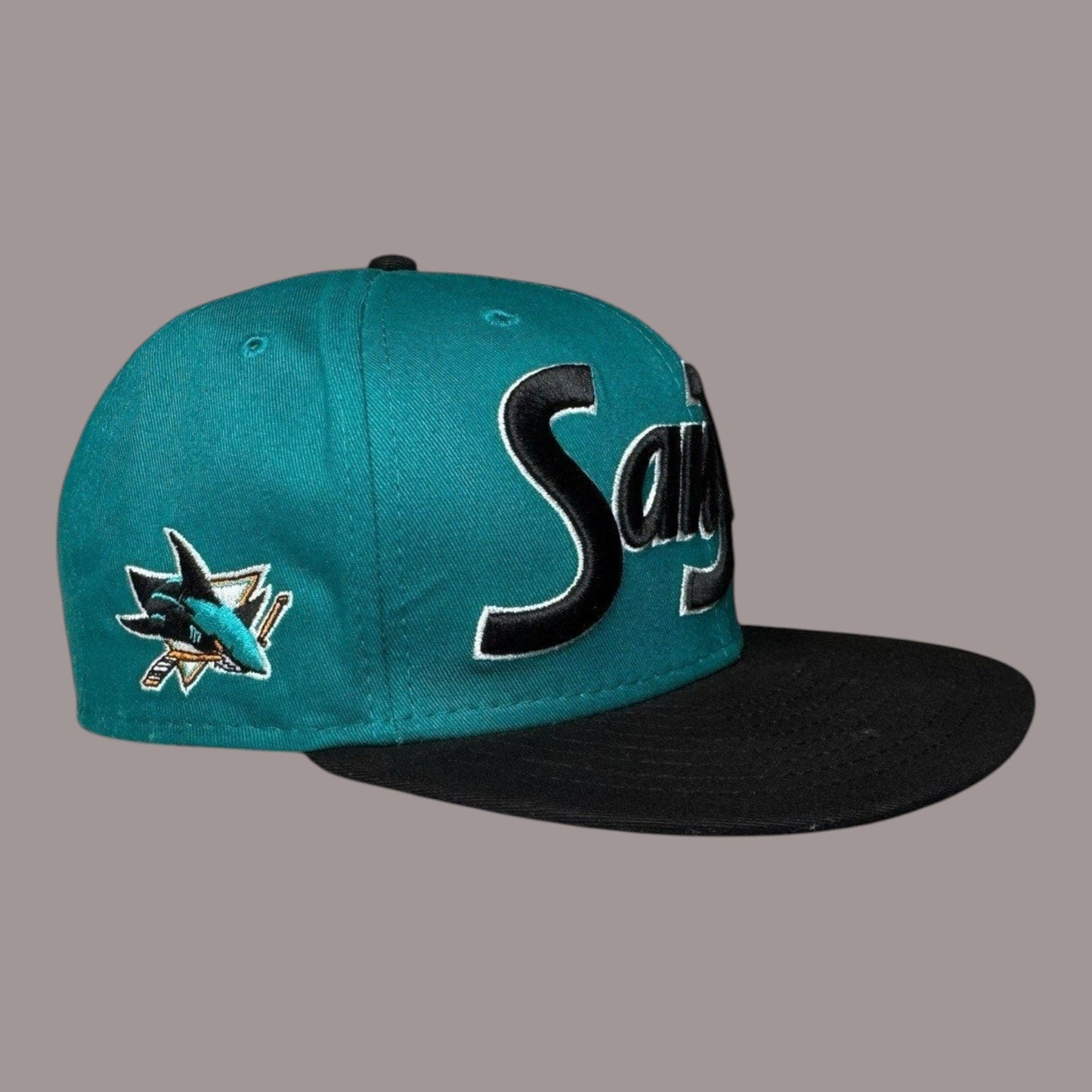 San Jose Sharks New Era 9FIFTY Snapback Hat NHL Teal Black Script Cap