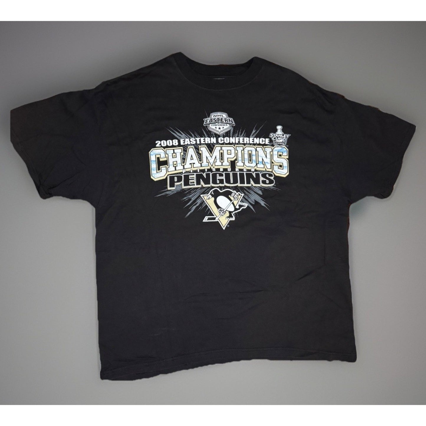 Pittsburgh Penguins 2008 Eastern Conference Champions T-Shirt NHL Black Mens XL
