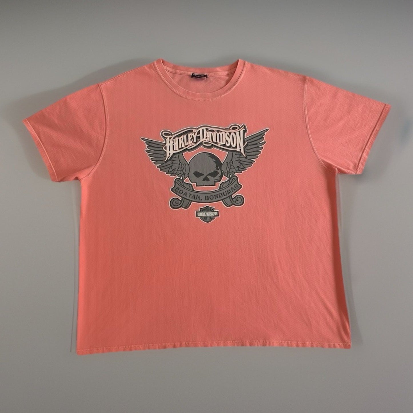 Harley Davidson Roatan Honduras Dealer T Shirt Skull Wings Graphic Pink Mens M