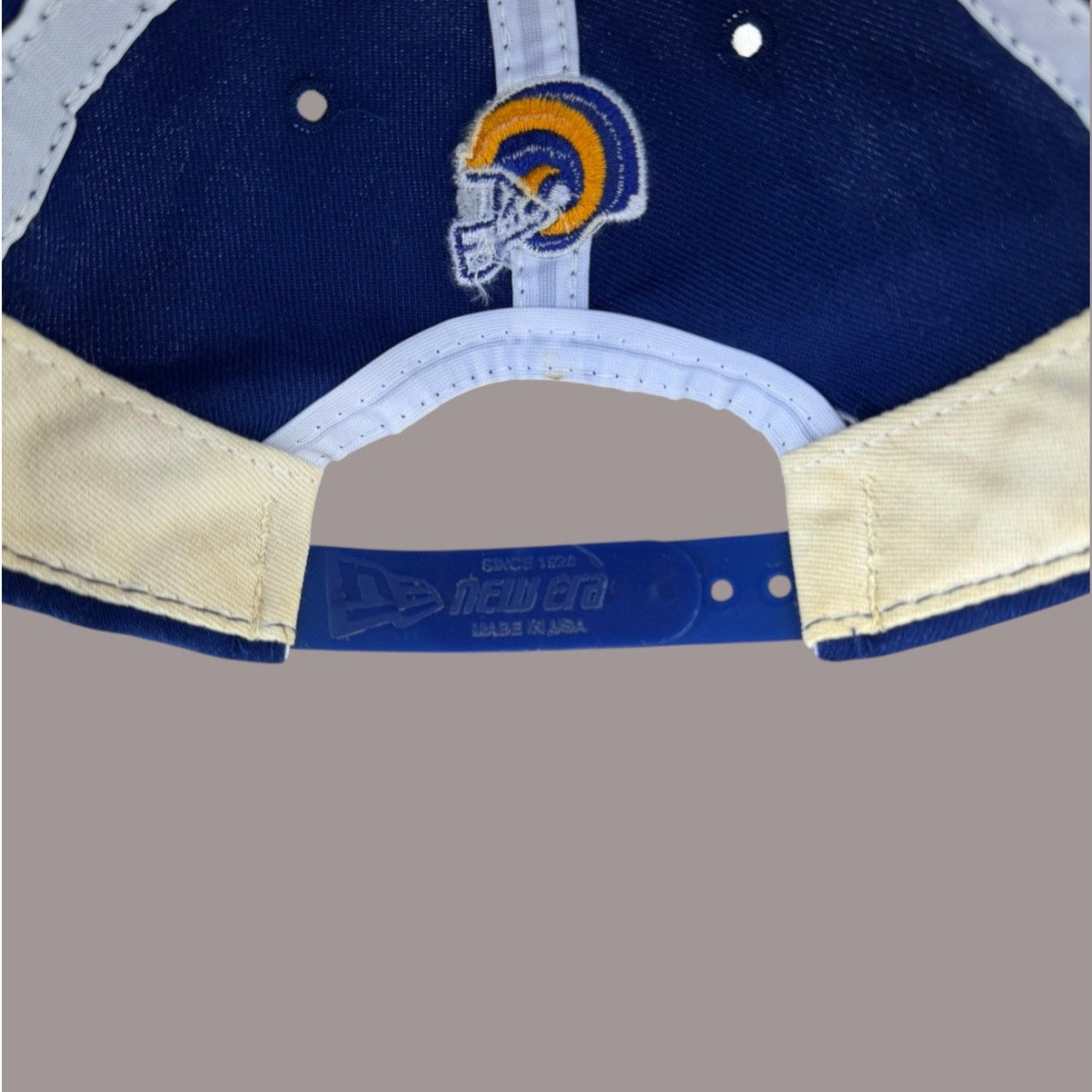 Vintage LA Rams New Era Snapback Hat Made USA NFL Script Logo Cap