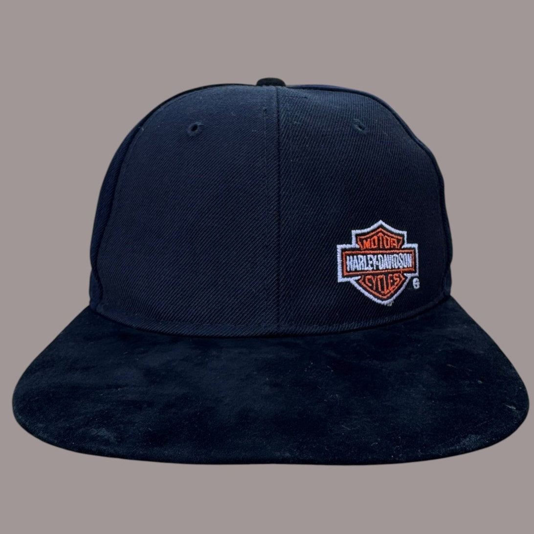 Harley Davidson Strapback Hat Black Small Logo USA Made Biker Cap
