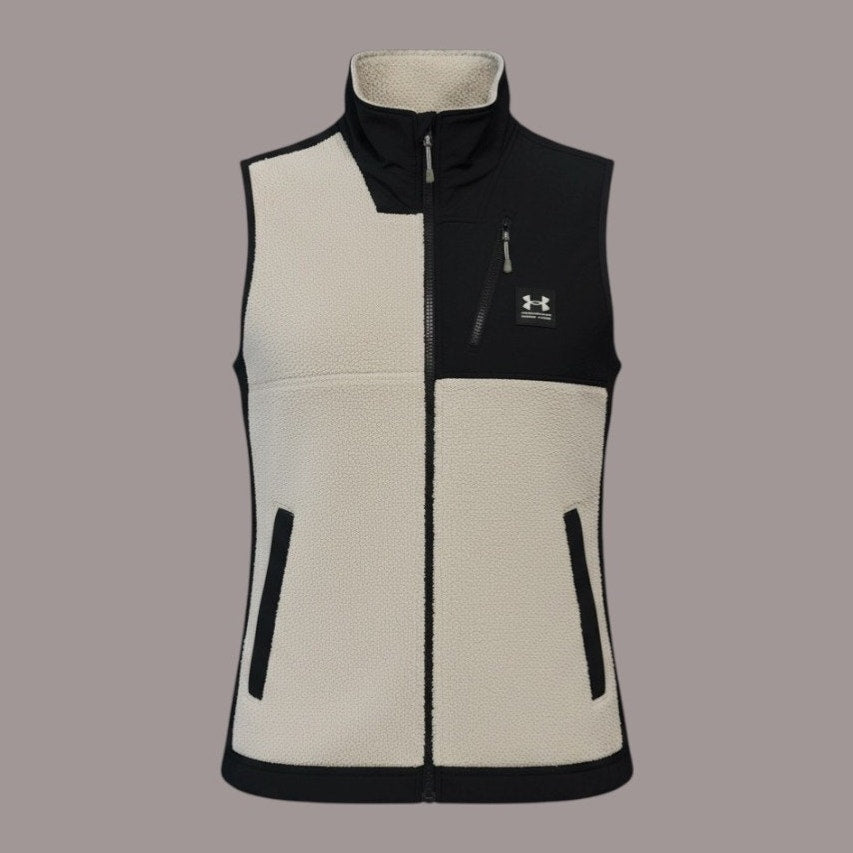 Under Armour Sherpa Fleece Vest Black Cream Full Zip Mens Large