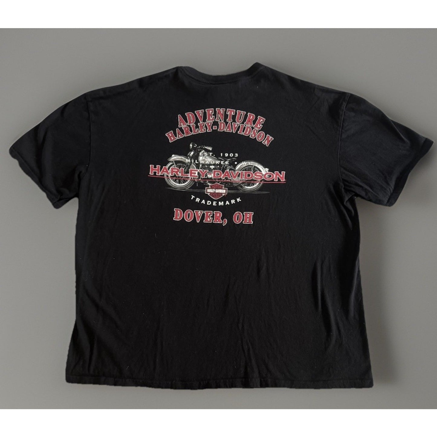 Harley-Davidson DoverOhio T-Shirt Mens2XLBlack Biker Eagle Graphic MotorcycleTee