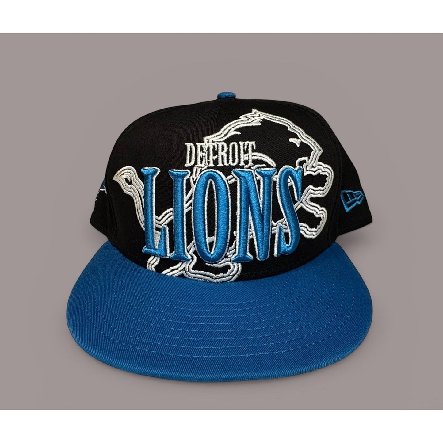 Detroit Lions New Era 9FIFTY Snapback Hat NFL Black Blue Big Logo Cap